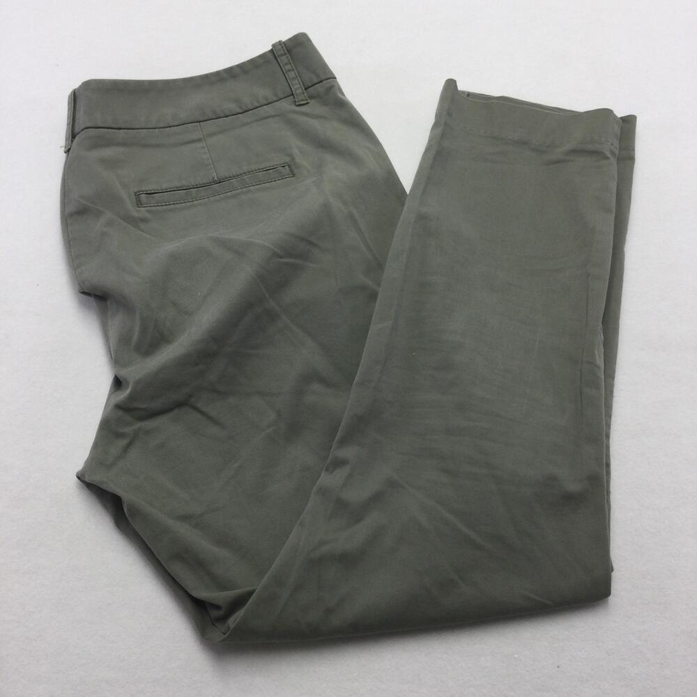 J Crew Frankie Pants Womens 14 Green Stretch Chino Straight Leg Workwear